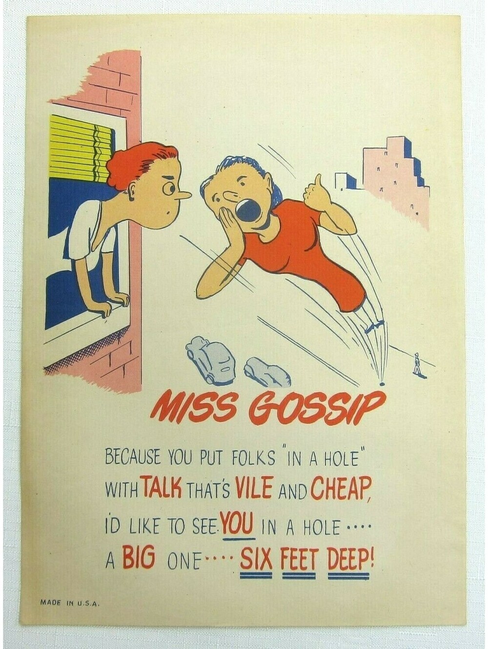 Vintage Vinegar Valentine Miss Gossip Penny Dreadful Sarcasm Insult Ephemera